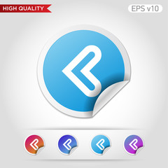 Colored icon or button of left arrow symbol with background