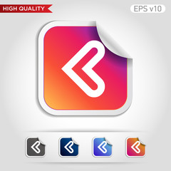 Colored icon or button of left arrow symbol with background