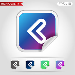 Colored icon or button of left arrow symbol with background