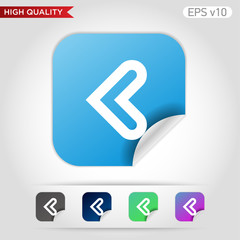 Colored icon or button of left arrow symbol with background
