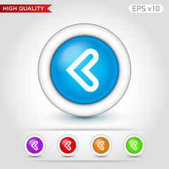 Colored icon or button of left arrow symbol with background
