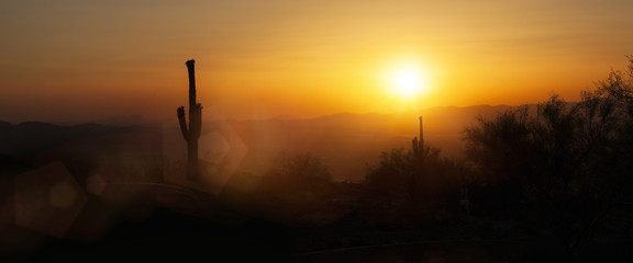 Fototapeta na wymiar Phoenix Arizona Skyline Sunset Horizontal Banner