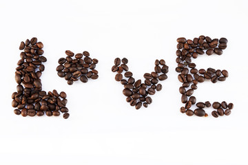 Coffee beans isolated on white background