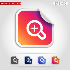 Obraz premium Colored icon or button of zoom in symbol with background
