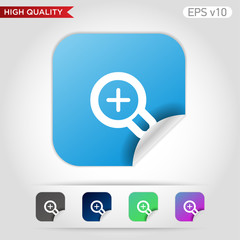 Colored icon or button of zoom in symbol with background