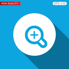 Obraz premium Colored icon or button of zoom in symbol with background