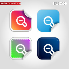 Colored icon or button of zoom out symbol with background