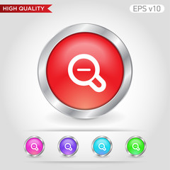 Colored icon or button of zoom out symbol with background