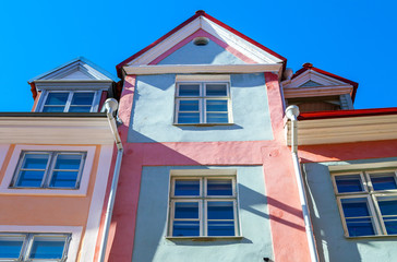 Colorful stoned houses in the Old Town of Tallinn, Estonia