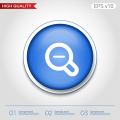 Colored icon or button of zoom out symbol with background