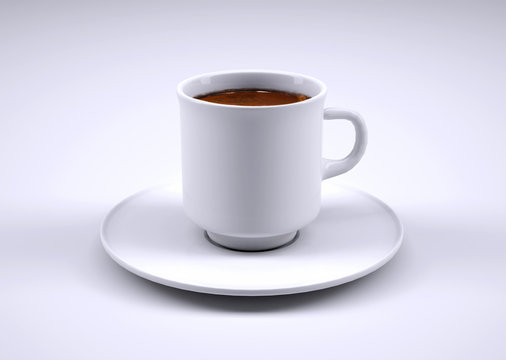 White coffee cup isolated on grey background