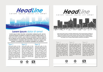 Vector design template Big City Business flayer for print design in blue colors.