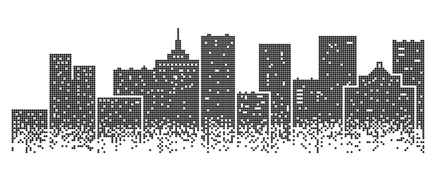Big modern city with skyscrapers scene on night time vector illustration