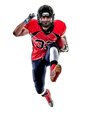 Outdoor kussens one american football player man studio isolated on white background © snaptitude