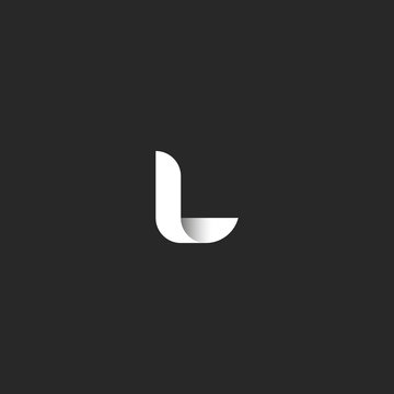 Letter L logo mockup, smooth line black and white gradient monogram, simple decoration typography design element, initial for business card emblem