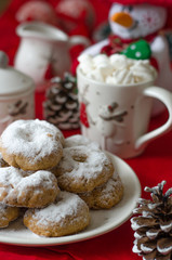 Traditional Spanish Christmas cookies wine ring in powdered suga