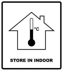 Store in indoor. Temperature sign. Cargo shipping banner for box. Vector illustration. Black silhouette isolated on white