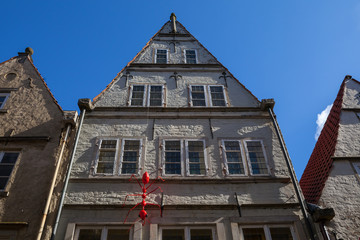 Roof of icon old house of Schoor quarter in Bremen, Germany. Classic hanseatic style.