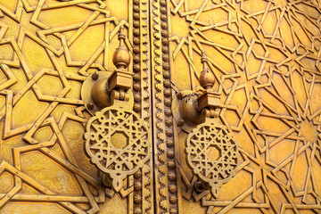 Detail of the entrance door of the Royal palace in Fes Marocco
