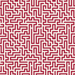 Vector graphic abstract geometry  maze pattern. red seamless geometric labyrinth background . subtle pillow and bed sheet design. unique art deco. hipster fashion print