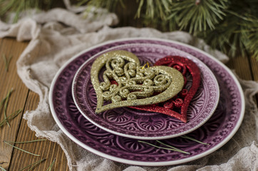 Hearts on a plate with a tree on Valentine's