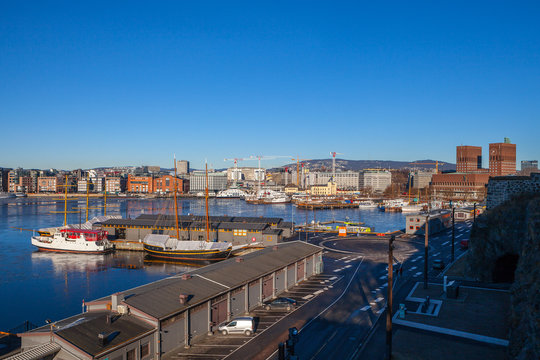 Panoramic view of Oslo Harbor