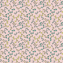 Floral romantic seamless pattern with yellow and green branches. Floral seamless background for dress, manufacturing, wallpapers, prints, gift wrap and scrapbook. Liberty style.
