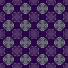 Simple geometric pattern with violet and light grey dots of dark violet background. Good for dress, manufacturing, wallpapers, prints, gift wrap, scrapbook.
