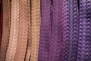 Leather handmade colorful belts