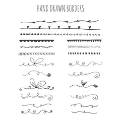 Collection of hand drawn ink borders