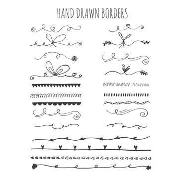 Collection of hand drawn ink borders