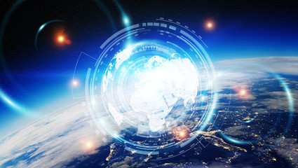 Data exchange and global network over the world 3D rendering