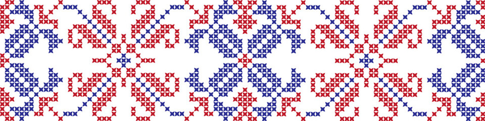 Embroidered cross-national pattern