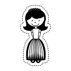 first communion girl character vector illustration design