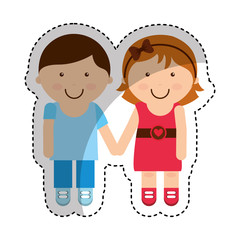 cute little couple character vector illustration design