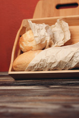 Fototapeta na wymiar fresh bread rolls on a tray