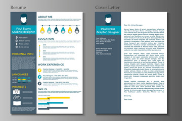 Naklejka premium Resume and Cover letter in flat style design