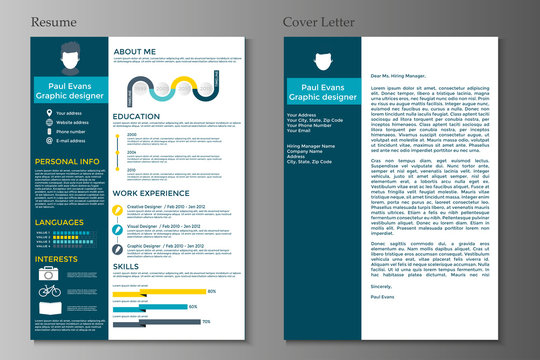 Resume and Cover letter in flat style design
