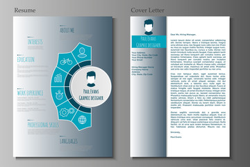 Resume and Cover letter in flat style design