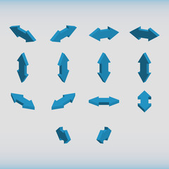 Set of isometric arrows blue color.