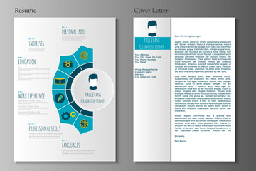 Fototapeta na wymiar Resume and Cover letter in flat style design