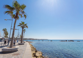 View of embankment at Paphos Harbour, Cyprus