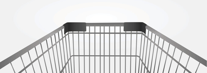 Empty shopping cart rear view vector