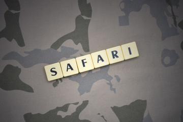letters with text safari on the khaki background