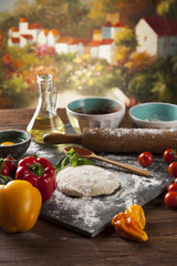 Fresh an tasty homemade pizza preparation