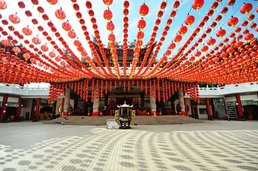 Fototapete Tempel Laternen Dekoration im Thean Hou Tempel während des chinesischen Neujahrs, Kuala Lumpur, Malaysia.