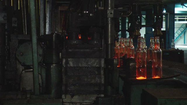 factory for the production of glass bottles. glass production