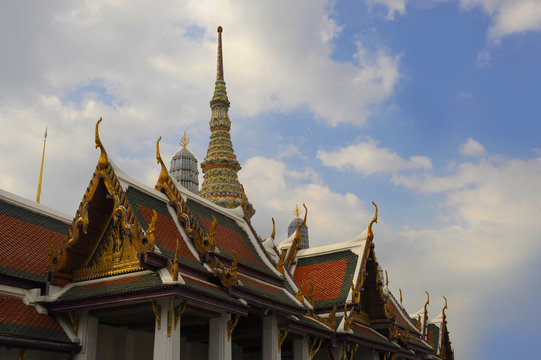 view of famous religion temple wat phra prakaew grand palace in Bangkok Thailand
