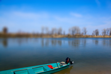 Fototapeta na wymiar Boat on the river bank, Astrakhan, Russia