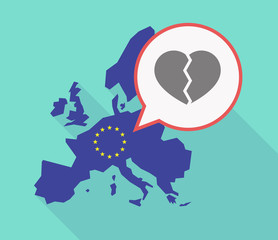 Long shadow EU map with a broken heart